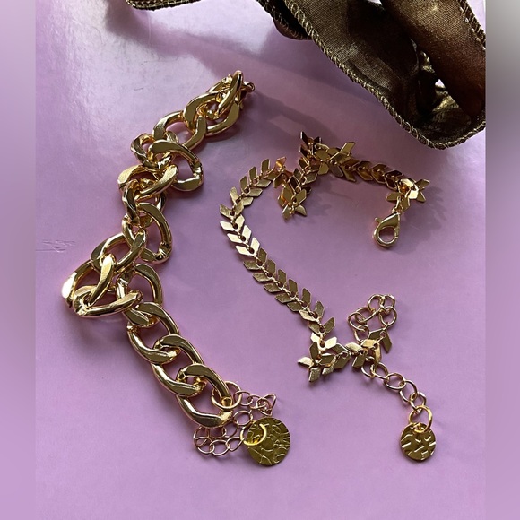 Two Gold Tone Bracelets. Stackable or Wear Alone. Paper Clip Bracelet. - Picture 5 of 5